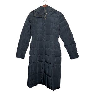 Cole Haan Jacket Womens Signature Hooded Down Blend Coat Navy Puffer Size Small